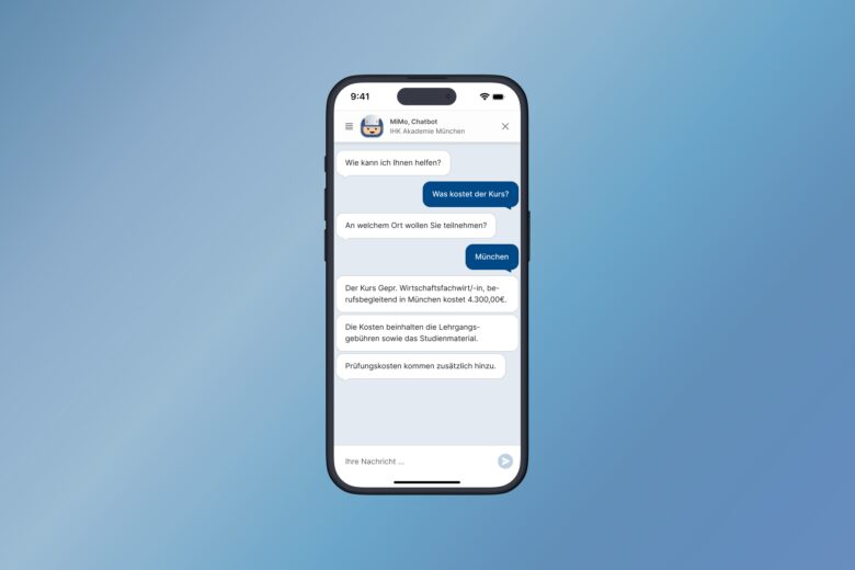 Referenzgeschichte: IHK Akademie München und Oberbayern und assono KI-Chatbot: Eine Datenbankanbindung bietet tagesaktuelle Informationen rund um die Kurse der IHK Akademie München und Oberbayern