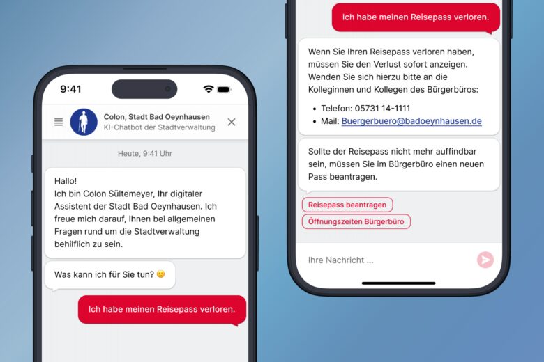 Referenzgeschichte: Stadt Bad Oeynhausen und assono KI-Chatbot: Chatbot „Colon“ beantwortet Fragen rund um die Dienstleistungen der Stadtverwaltung